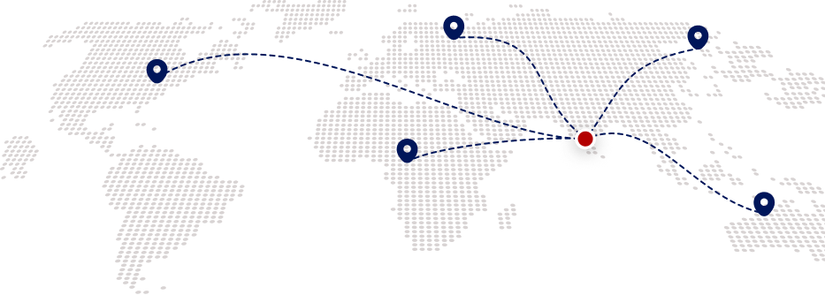 World map showing Vishwa Corporation's specialty copper export routes from India